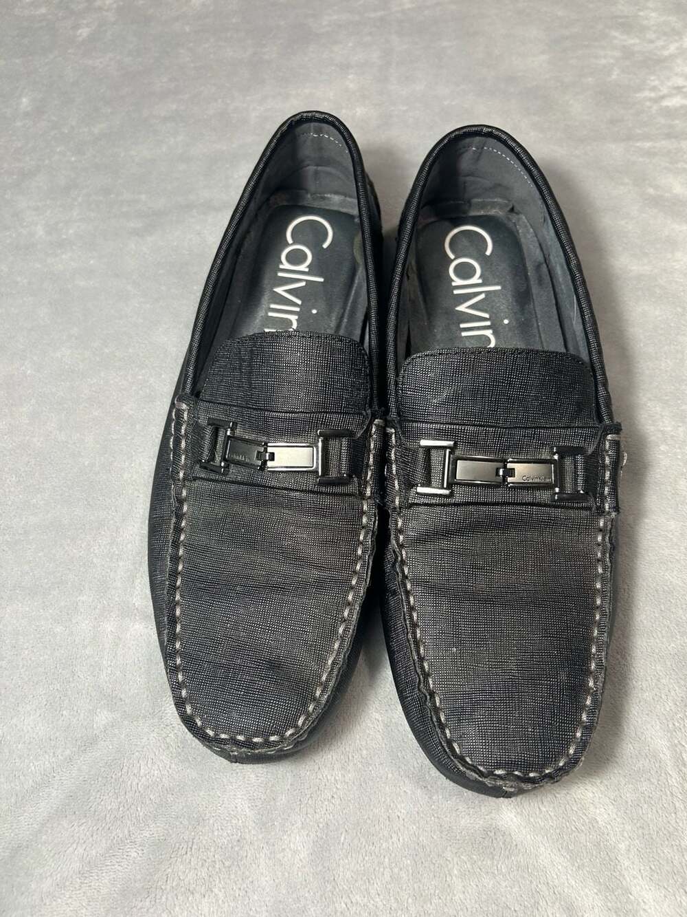 Calvin Klein Men's Magnus Black Embossed Slip-On Loafers size 12